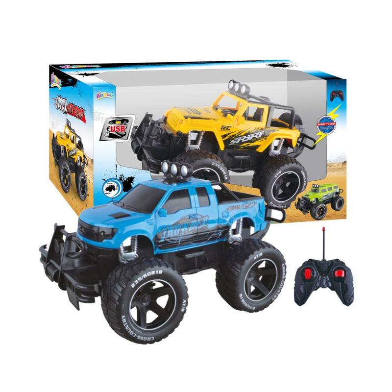 كيدزبرو - سيارة سوبر إف-ريد بجهاز تحكم عن بعد بمقياس 1:14 مع إضاءة - متنوعة