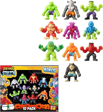 طقم شخصيات ستريتش ميني 10 قطع قابلة للتمدد