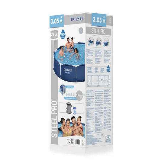 بيست واي- بركة سباحة دائرية فولاذية أزرق 305x76سم