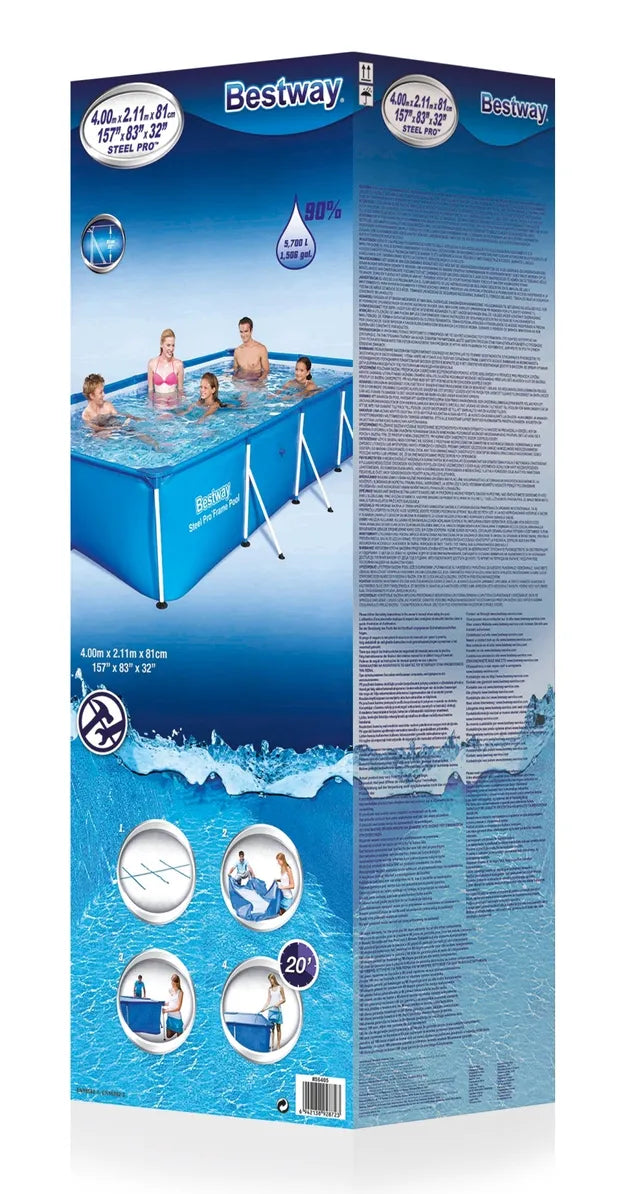 بيست واي - بركة سباحة فولاذي الهيكل فوق مستوى الأرض - مستطيل - 5700 لتر